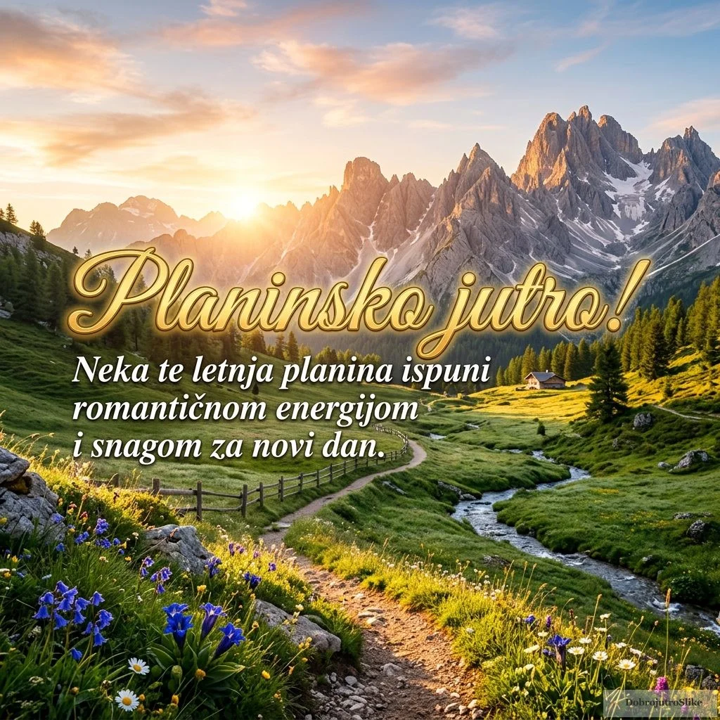 Letnje planinsko jutro sa romantičnom i energičnom atmosferom.