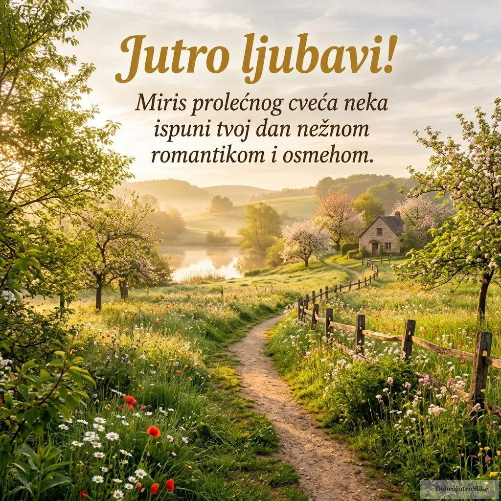Predivno prolećno jutro u prirodi sa romantičnom atmosferom i suncem.