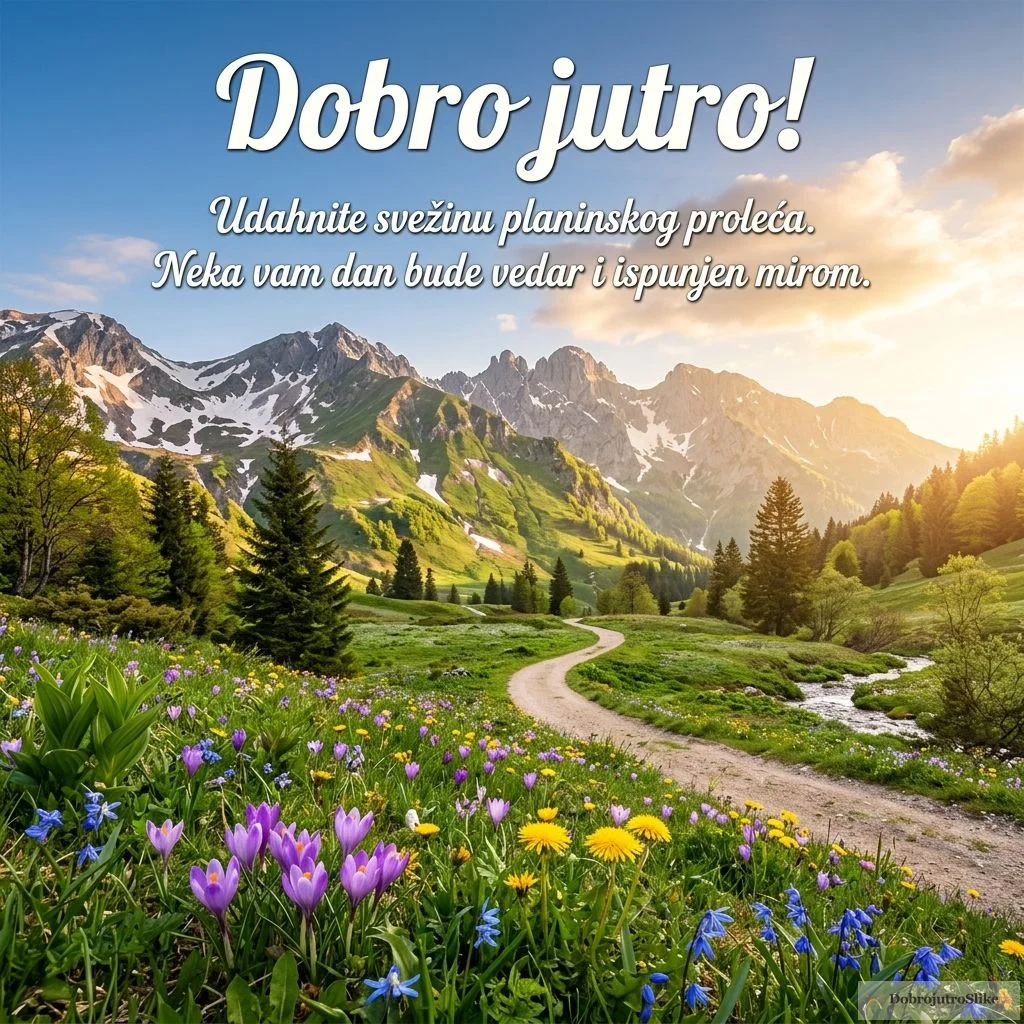 Predivna slika prolećnih planina, suncem obasjane, mir i vedrina.