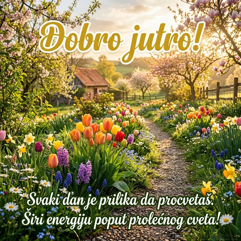 Slika cveća, tople i energične atmosfere za prolećno jutro.