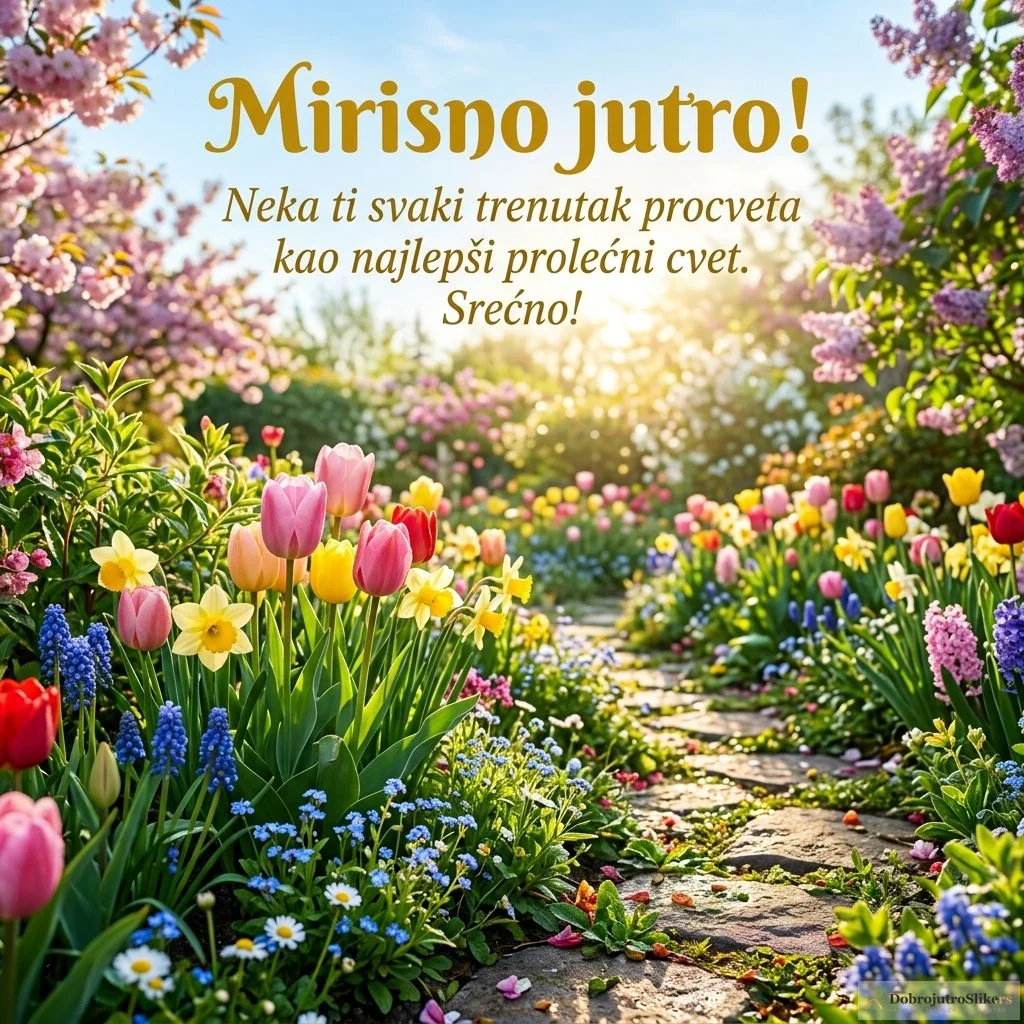 Prelepa slika prolećnog cveća u punom cvatu, veselo jutro.