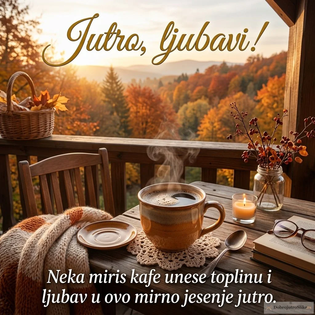 Šolja kafe u romantičnom jesenjem ambijentu, mirno jutro.