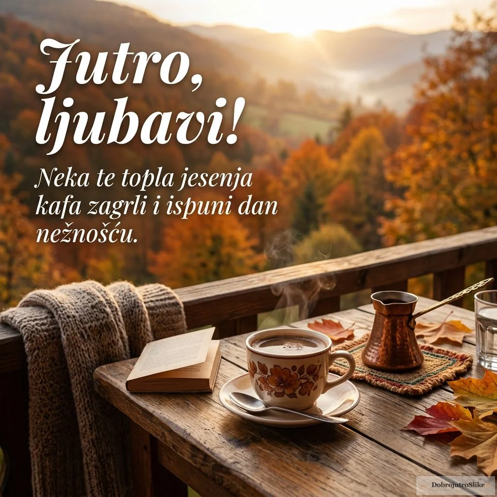 Šolja kafe u romantičnoj atmosferi jesenjeg jutra.