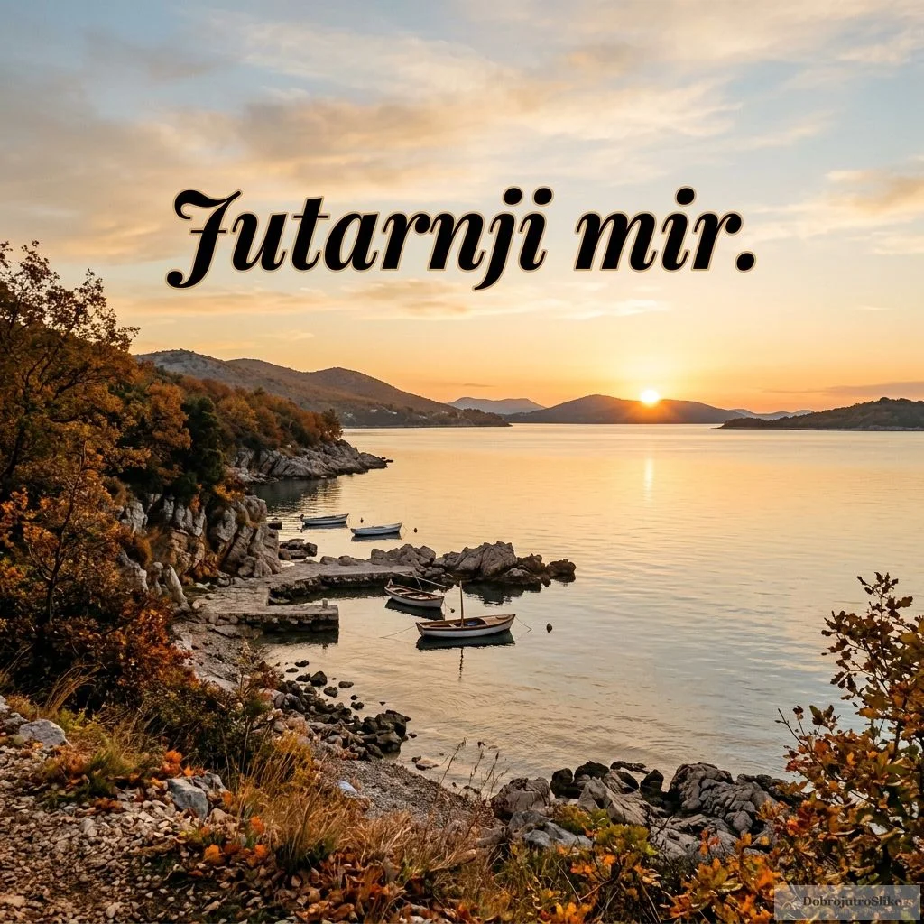 Predivno jesenje jutro sa pogledom na mirno more.