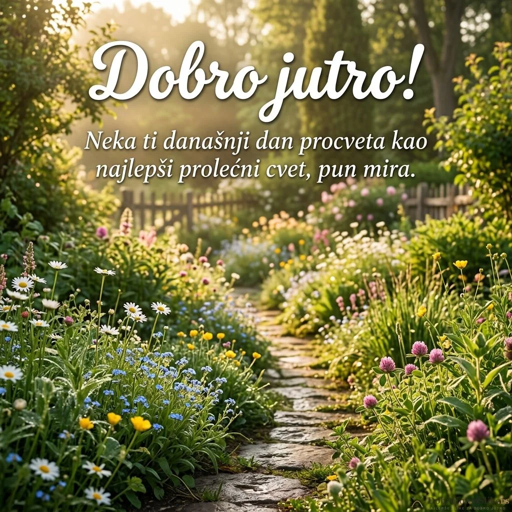 Prelepa slika dobro jutro sa cvećem u mirnoj prolećnoj atmosferi.