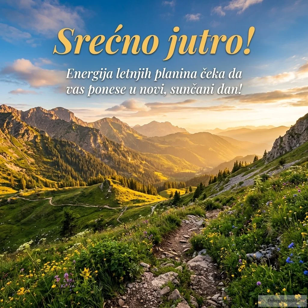 Prelepa slika letnjih planina sa toplim i energičnim jutarnjim suncem.