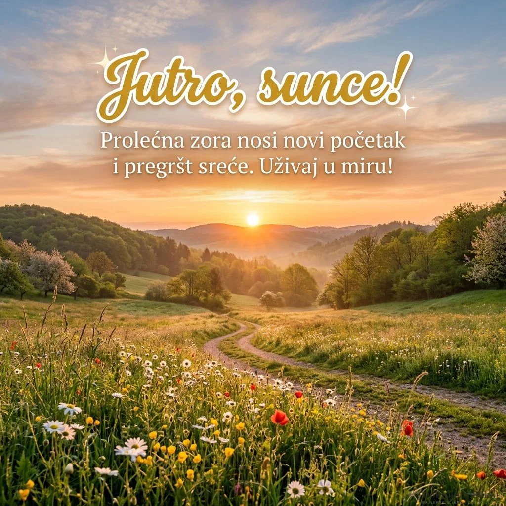 Prelep izlazak sunca u proleće, vesela i mirna atmosfera zore.