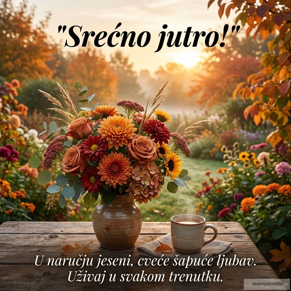 Predivno jesenje cveće u romantičnoj atmosferi za dobro jutro.