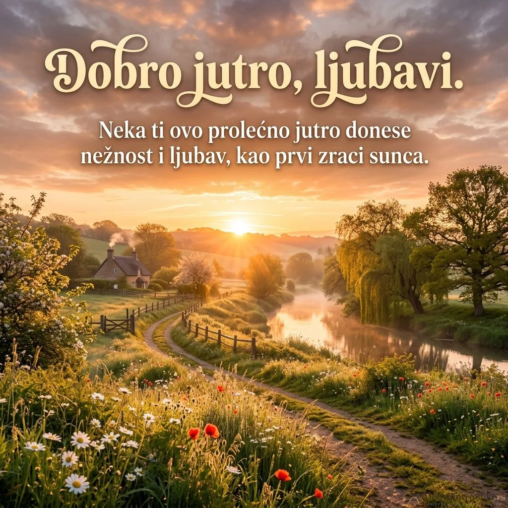 Prelep prolećni izlazak sunca sa romantičnom, nežnom atmosferom.