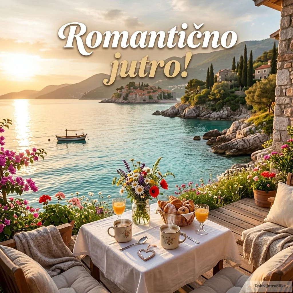 Prelepo prolećno jutro pored mora, sa veselom i romantičnom atmosferom.