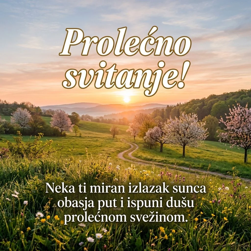 Prelepa slika mirnog izlaska sunca u prolećnom jutru.