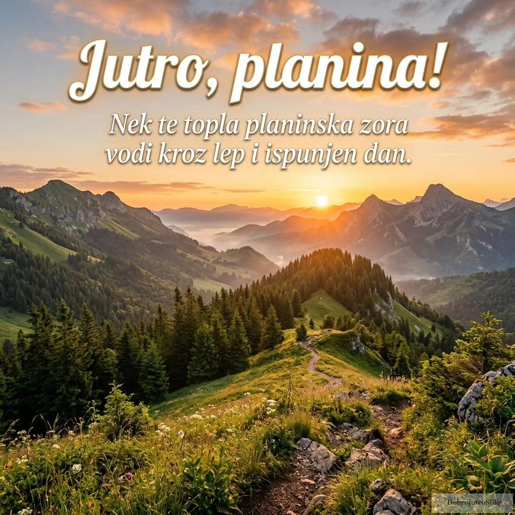Toplo letnje jutro u planinama, sunce obasjava vrhove.