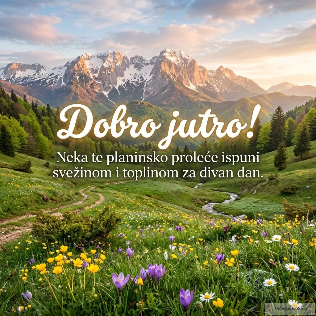 Prolećne planine okupane toplim jutarnjim suncem.