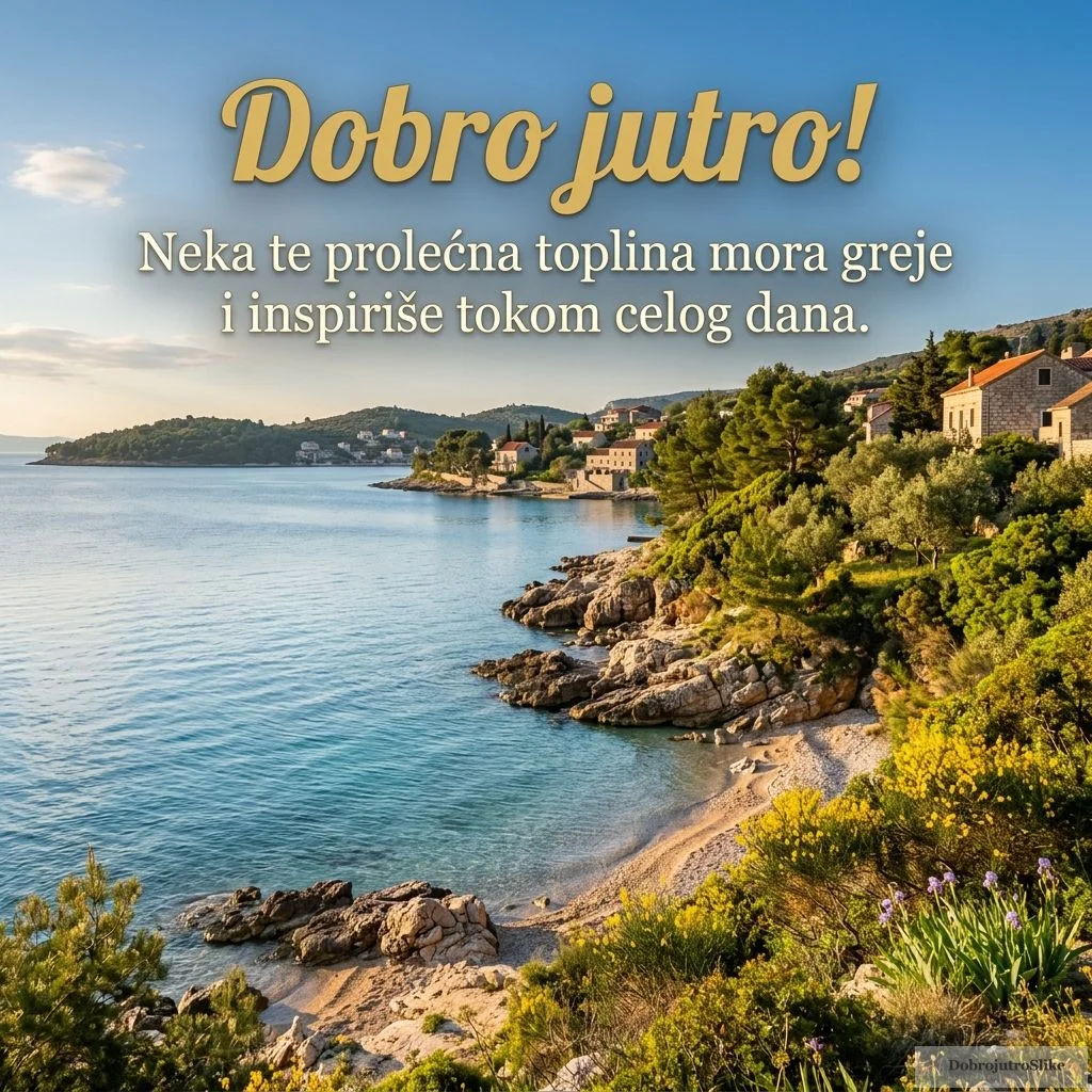 Prelepa slika toplog prolećnog jutra na moru, opuštajući prizor.