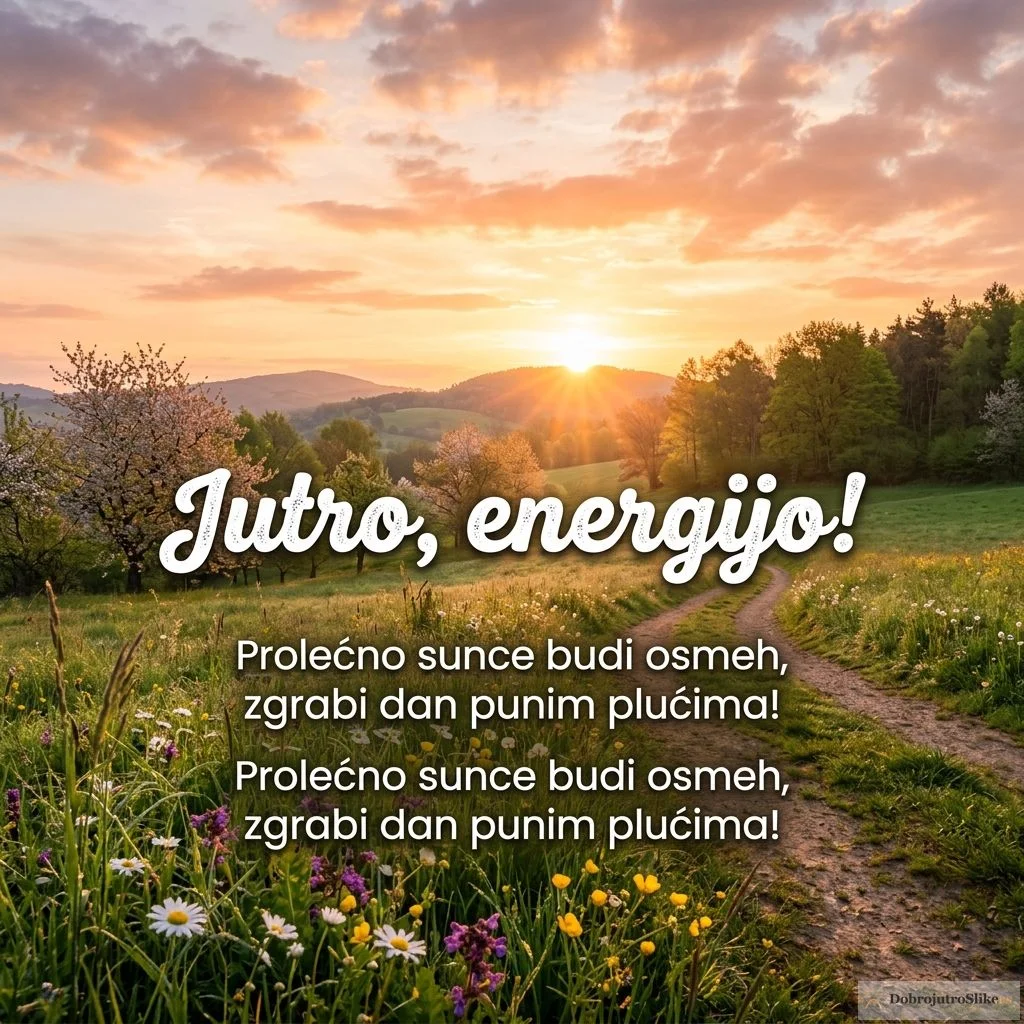 Prelep prolećni izlazak sunca sa energičnom i veselom atmosferom.