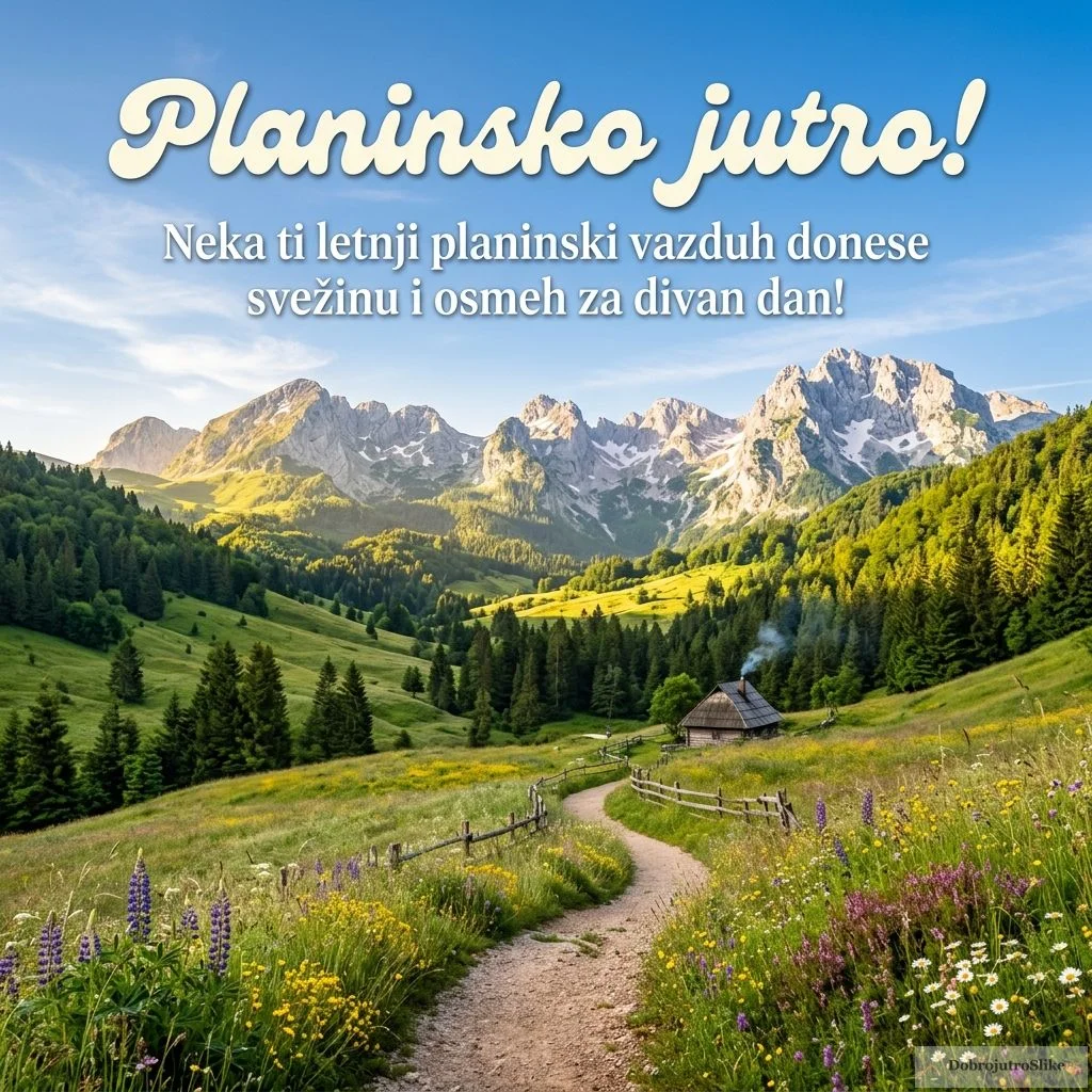 Idilično letnje jutro na planini, sunce sija, vesela atmosfera.