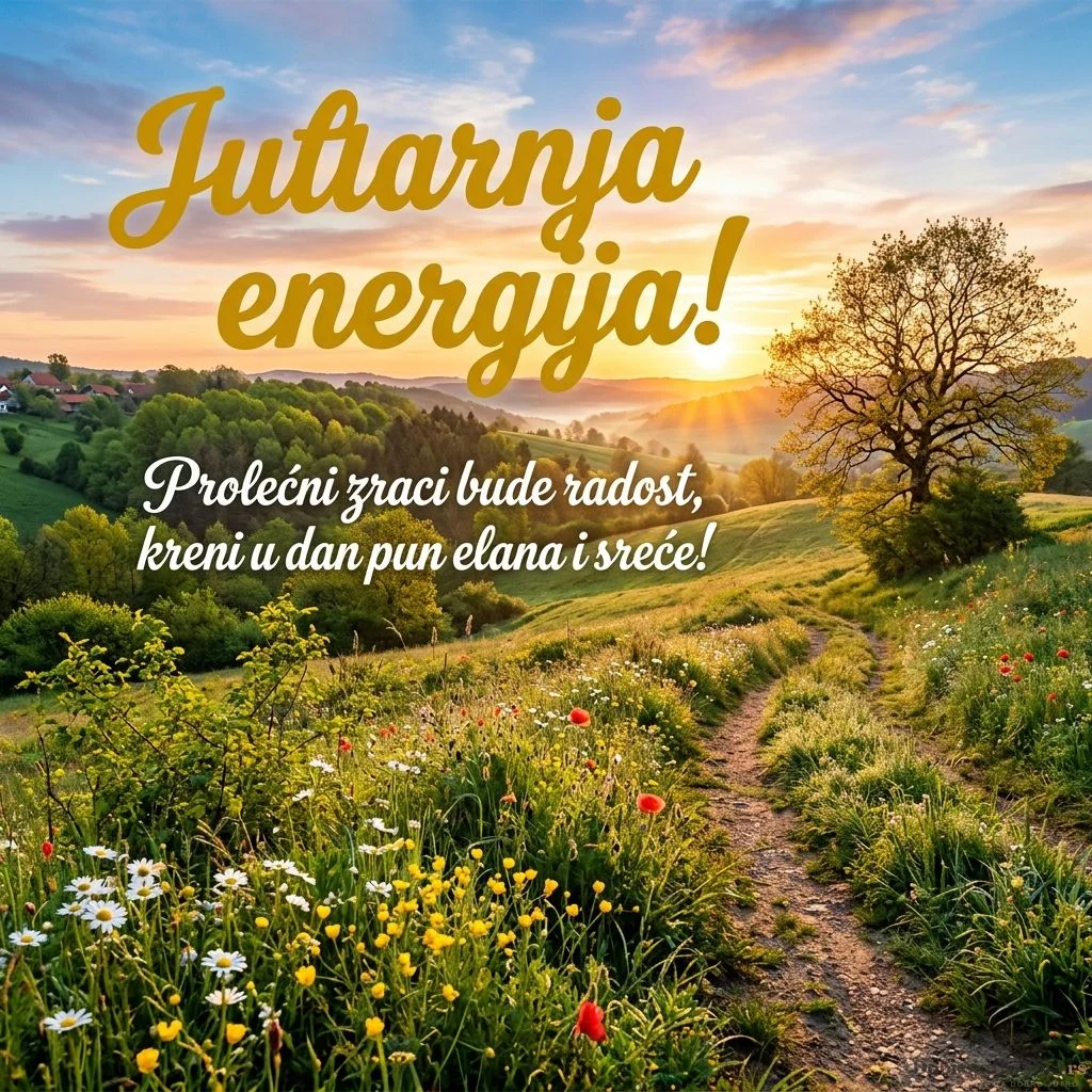 Prelepa slika izlaska sunca sa veselom i energičnom prolećnom atmosferom.