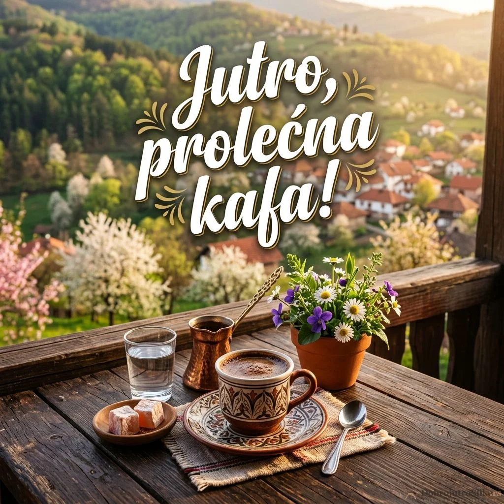 Prelepa šoljica kafe u veselom prolećnom okruženju.