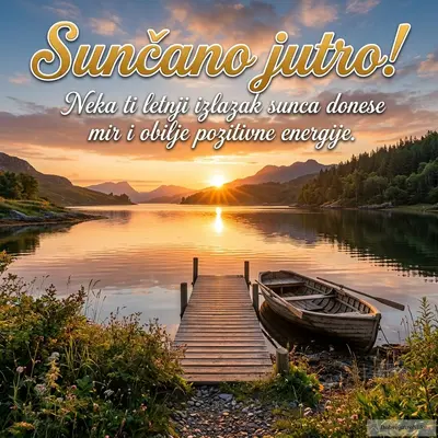 Izlazak sunca letnjeg jutra, sa mirnom i energičnom atmosferom.