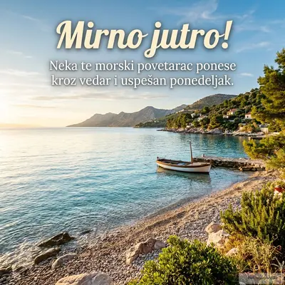 Prelepo letnje jutro na mirnom moru, vesela atmosfera.