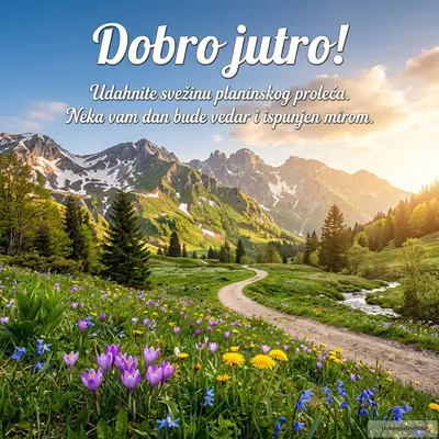 Predivna slika prolećnih planina, suncem obasjane, mir i vedrina.