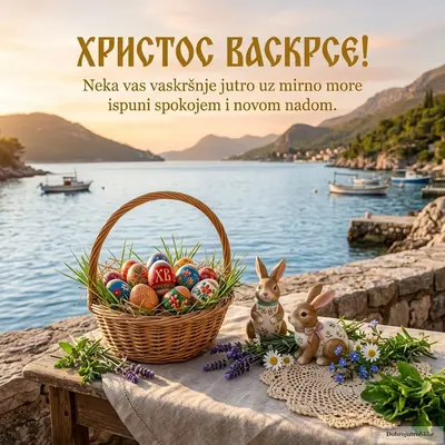 Mirno jutro: šarena vaskršnja jaja i slatki zečevi.