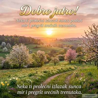 Predivan prolećni izlazak sunca, zraci obasjavaju prirodu mirno i veselo.