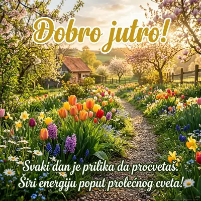 Slika cveća, tople i energične atmosfere za prolećno jutro.