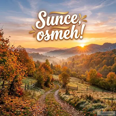 Veseli jesenji izlazak sunca obasjava pejzaž toplim, zlatnim bojama.