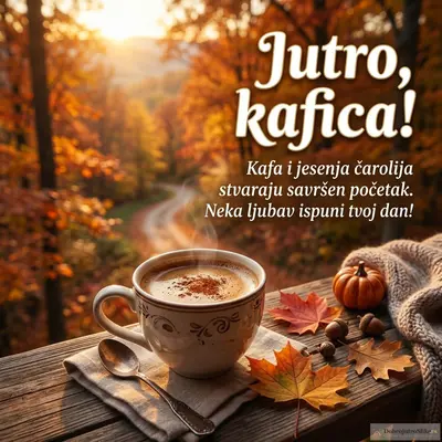 Energična kafa u romantičnom jesenjem jutru, predivan prizor.