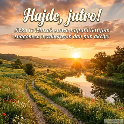 Zlatni izlazak sunca tokom letnjeg jutra, pun energije i svetlosti.