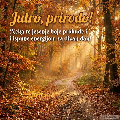 Prelepa jesenja priroda, topla scena sa energičnim bojama izlazećeg sunca.