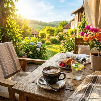 Šolja sveže kafe za energično letnje jutro.