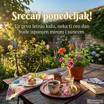 Šoljica kafe na letnje jutro sa veselom i mirnom atmosferom.