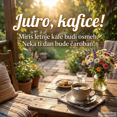 Vesela šolja kafe na sunčanom letnjem jutru, donosi osmeh.