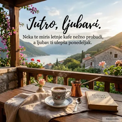 Šolja kafe u romantičnoj, mirnoj letnjoj jutarnjoj atmosferi.