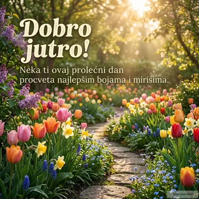 Predivno prolećno cveće u toploj, sunčanoj atmosferi za dobro jutro.