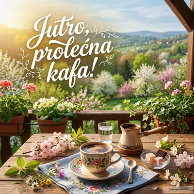 Prelepa slika šoljice kafe u veselom prolećnom jutru.