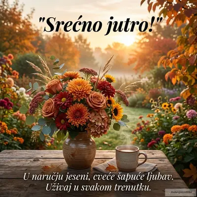 Predivno jesenje cveće u romantičnoj atmosferi za dobro jutro.
