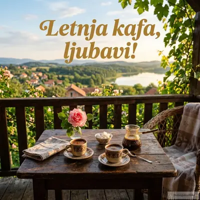 Šoljica kafe u romantičnom letnjem ambijentu za dobro jutro.