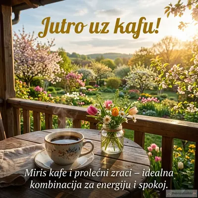 Šolja kafe u prelepom prolećnom ambijentu, zrači mirom i energijom.