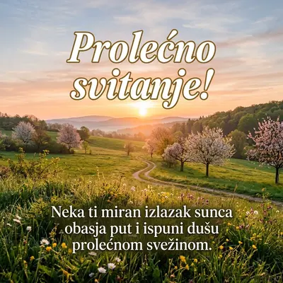 Prelepa slika mirnog izlaska sunca u prolećnom jutru.