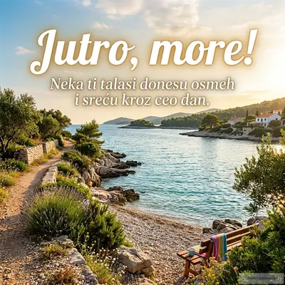 Veselo letnje jutro uz plavo more i sunčane zrake.