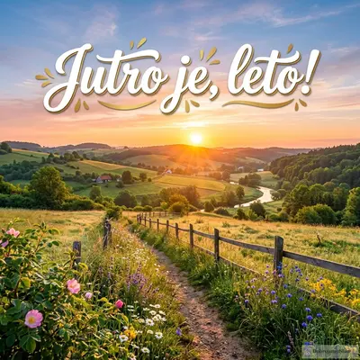 Zlatni izlazak sunca obasjava veselo, toplo letnje jutro.