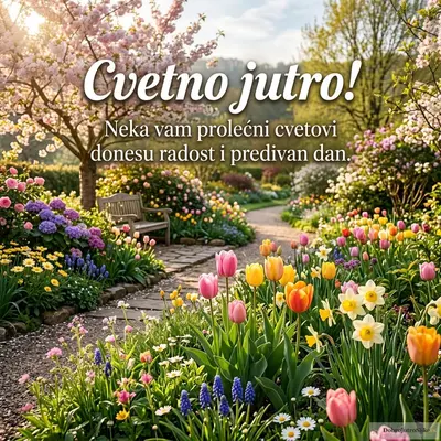 Buket šarenog prolećnog cveća koje zrači veseljem na sunčanom jutru.