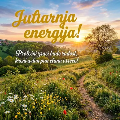 Prelepa slika izlaska sunca sa veselom i energičnom prolećnom atmosferom.