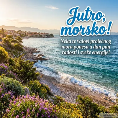 Slika prolećnog mora sa veselom i energičnom atmosferom, idealna za dobro jutro.